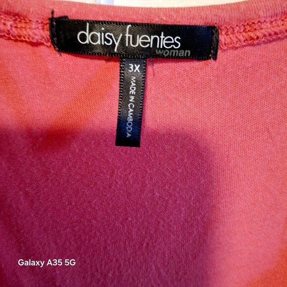 Daisy Fuentes Boho Woman Melon Pink Short Sleeve Ruched Front Tie Tunic Top 3X R - Picture 4 of 7